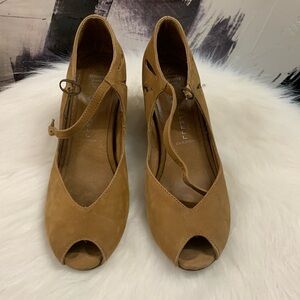 Vintage Jeffrey Campbell peek wedge with ankle strap.